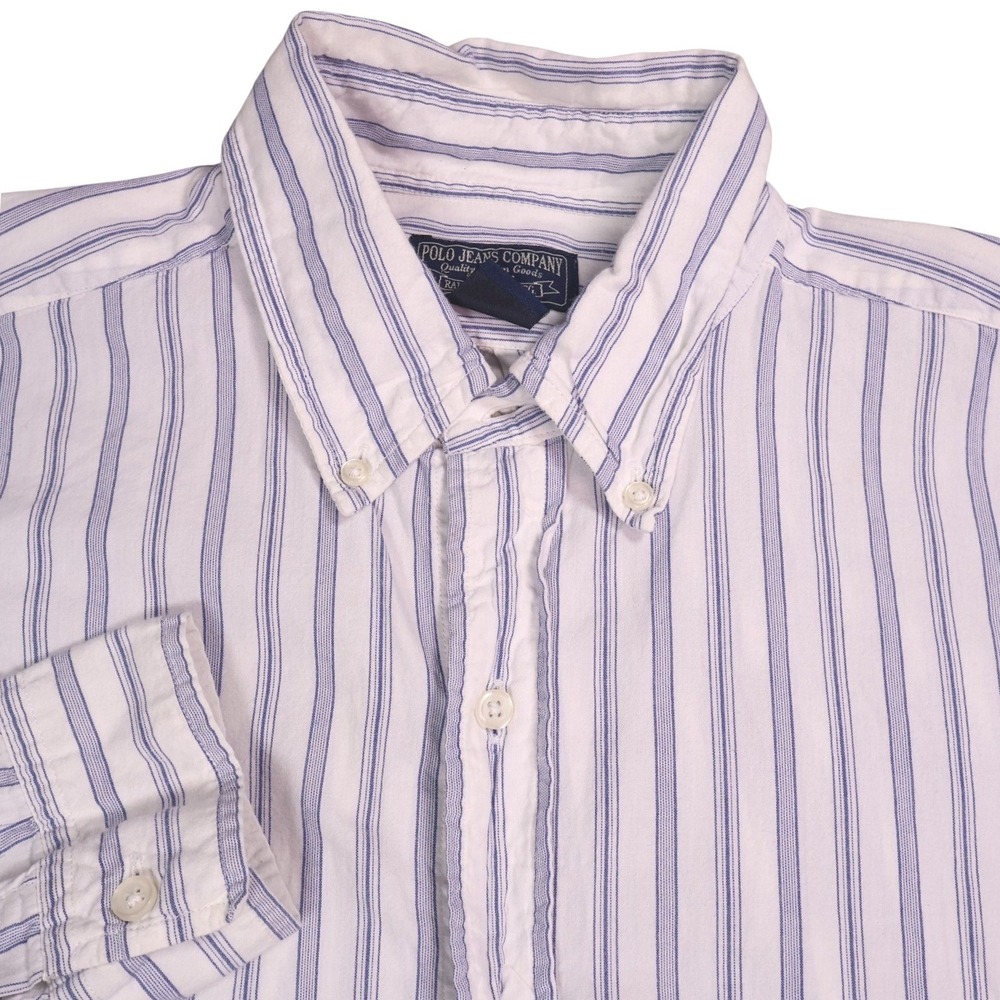 Vintage Ralph Lauren Polo Jeans Company Striped Button Down Shirt Mens Medium